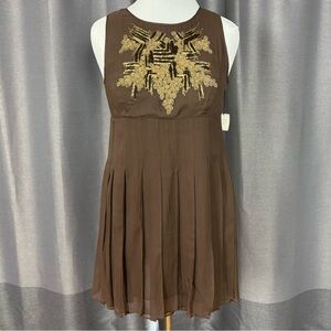 NWT Alice + Olivia for Bergdorf Goodman Mini Dress with Gold Embellishment L